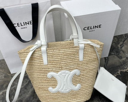 Celine - Classic Panier petit modèle Souple Raphia et veau