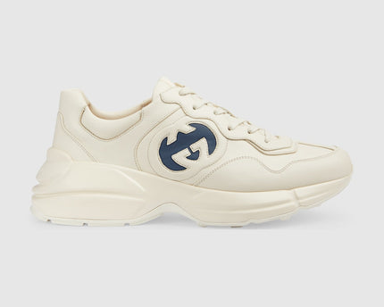 BASKETS EN CUIR RHYTON GUCCI - BLANC