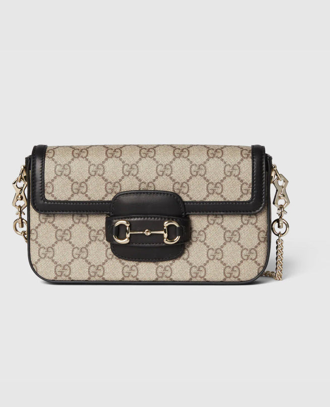 Sac à épaule Gucci Horsebit 1955 Soft petit format  - Noir