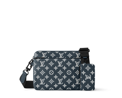 Sac Trio Messenger - LV - Bleu motif blanc