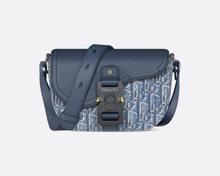 Mini sac Messenger Dior à rabat SaddleToile - Bleu jeans
