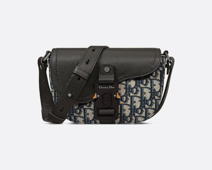 Mini sac Messenger à rabat Saddle Dior Noir et Beige