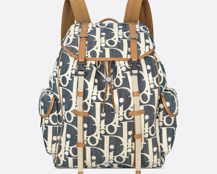 Sac à dos à rabat Dior Hit The Road - Bleu motif blanc
