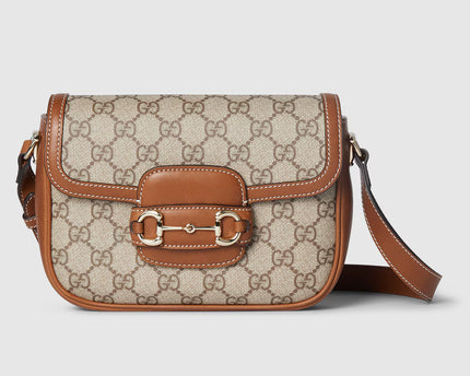 Sac à épaule Gucci Horsebit 1955 Soft petit format - Marron