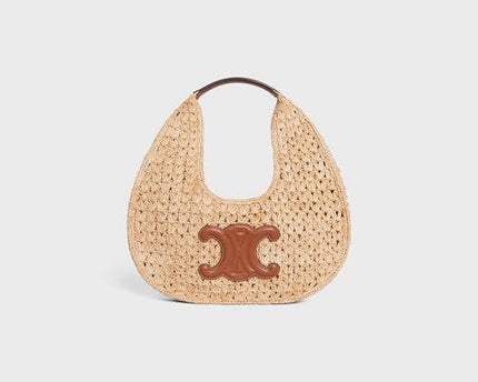 Celine - HOBO BAG IN Raffia and Calfskin