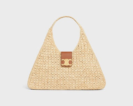 C­eli­ne - Classic Panier Cabas Triangle Raffia Calfskin