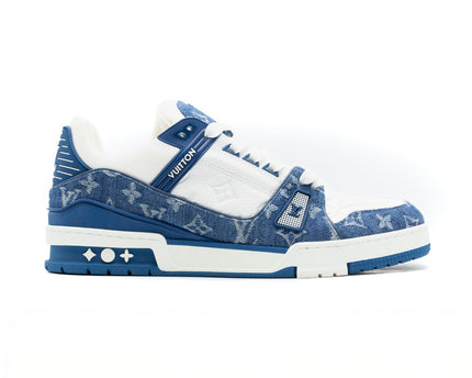 Sneaker LV Trainer Monogram Denim White Blue