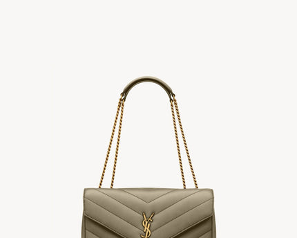 LOULOU MEDIUM EN CUIR MATELASSÉ  - YSL - Vert kaki