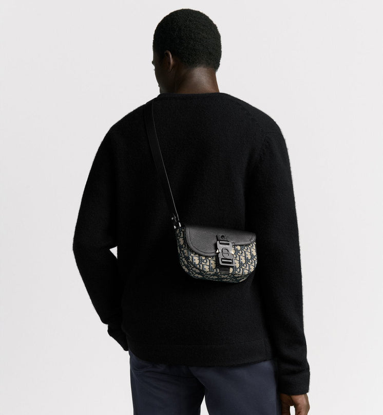 Mini sac Messenger Dior à rabat Saddle Toile - Beige