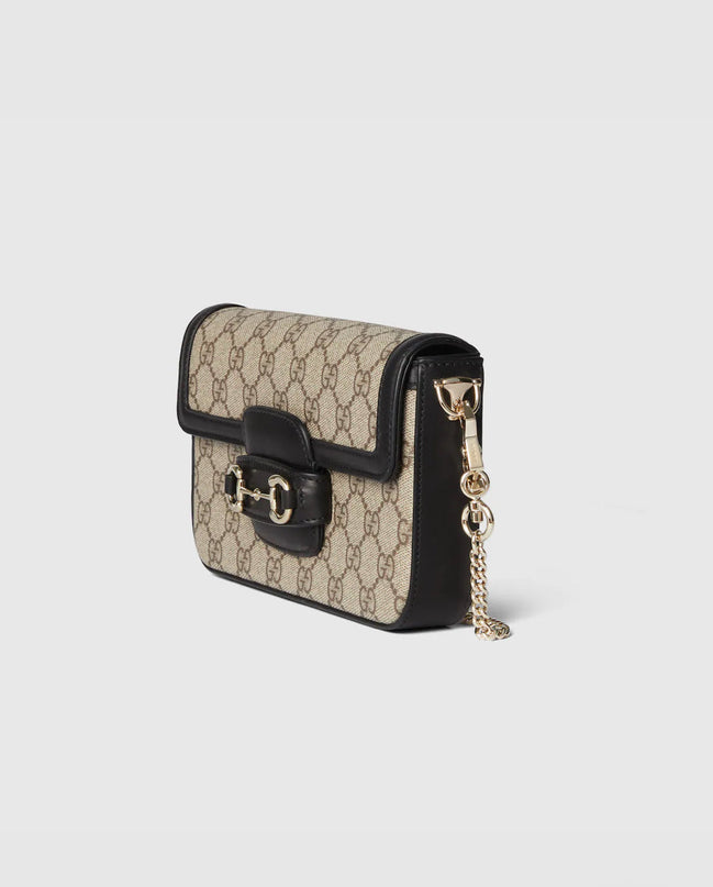 Sac à épaule Gucci Horsebit 1955 Soft petit format  - Noir