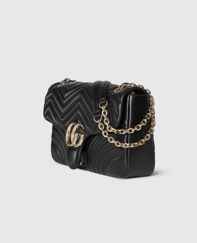 Sac à épaule grand format à motif GG Marmont - Noir