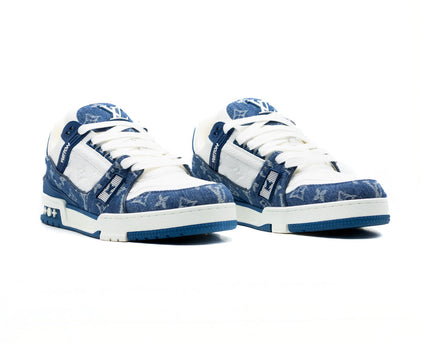 Sneaker LV Trainer Monogram Denim White Blue