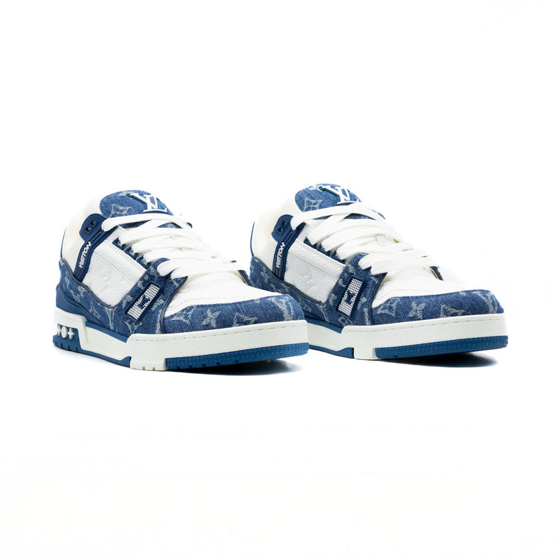 Sneaker LV Trainer Monogram Denim White Blue