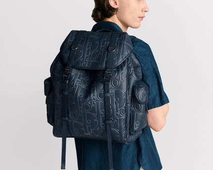 Sac à dos à rabat Dior Hit The Road - Bleu nuit