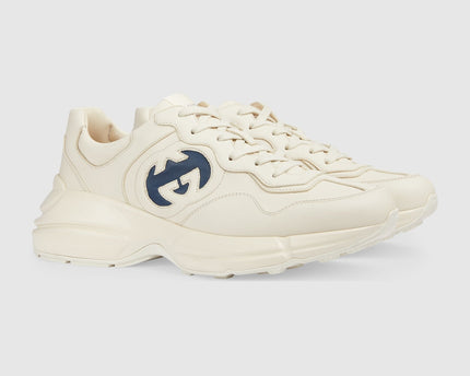 BASKETS EN CUIR RHYTON GUCCI - BLANC