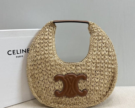 Celine - HOBO BAG IN Raffia and Calfskin
