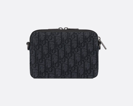 Pochette zippée à bandoulièreToile jacquard Dior Oblique Noir