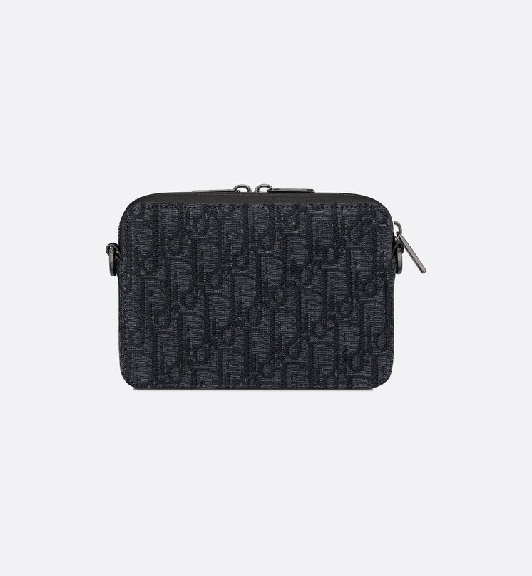 Pochette zippée à bandoulièreToile jacquard Dior Oblique Noir
