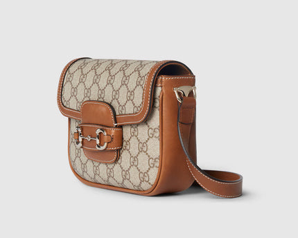 Sac à épaule Gucci Horsebit 1955 Soft petit format - Marron
