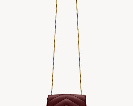 LOULOU MINI EN CUIR D'AGNEAU  - YSL - Rouge Pourpre