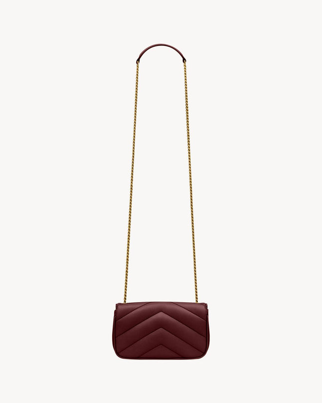 LOULOU MINI EN CUIR D'AGNEAU  - YSL - Rouge Pourpre