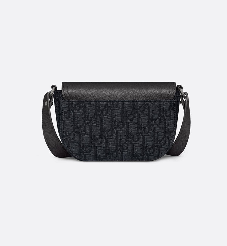 Mini sac Messenger Dior à rabat Saddle Toile - Noir
