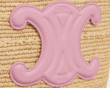 Celine - Classic Panier petit modèle Souple Raphia et veau - ROSE