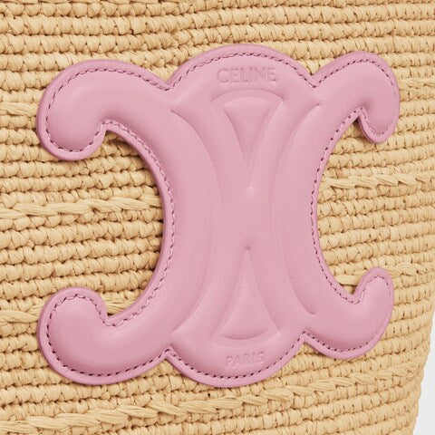 Celine - Classic Panier petit modèle Souple Raphia et veau - ROSE