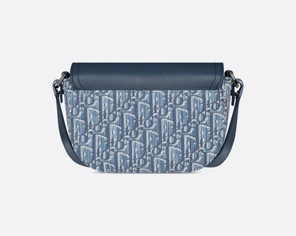 Mini sac Messenger Dior à rabat SaddleToile - Bleu jeans