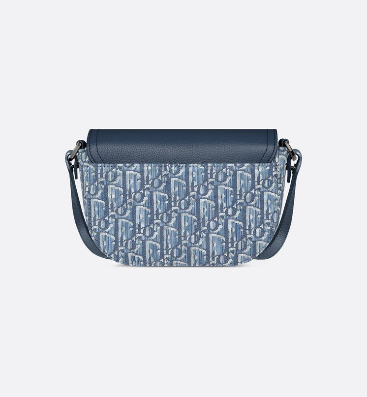 Mini sac Messenger Dior à rabat SaddleToile - Bleu jeans