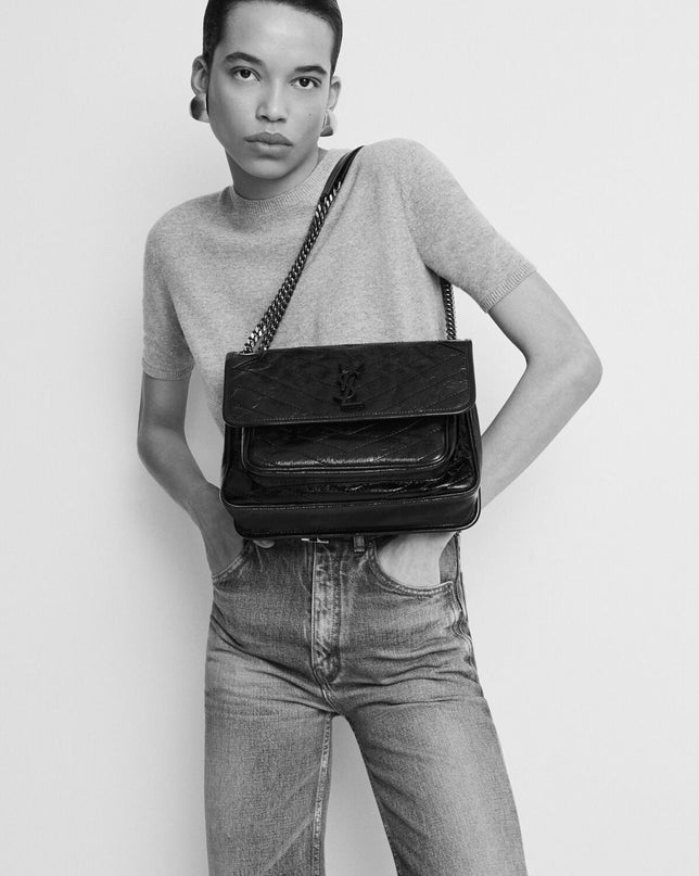 NIKI MEDIUM EN CUIR D’AGNEAU GRAINÉ  - YSL - Noir