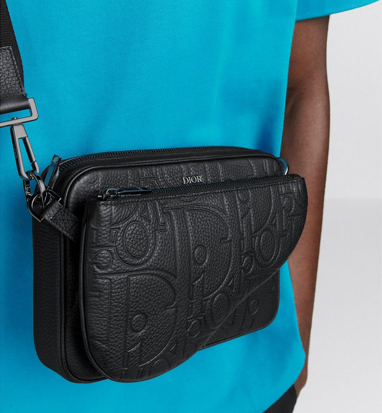 Triple Pouch Saddle Cuir Dior - Noir