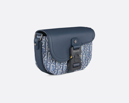 Mini sac Messenger Dior à rabat SaddleToile - Bleu jeans