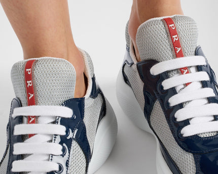 Baskets Prada America’s Cup en tissu Bike bleu roi