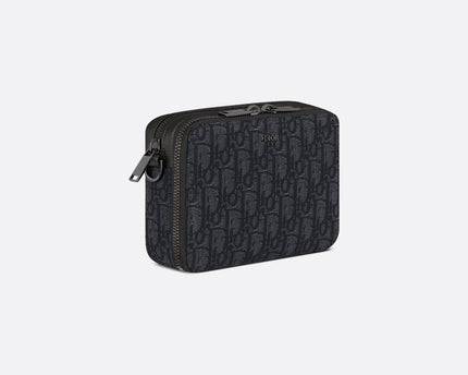 Pochette zippée à bandoulièreToile jacquard Dior Oblique Noir