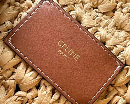 C­eli­ne - Classic Panier Cabas Triangle Raffia Calfskin