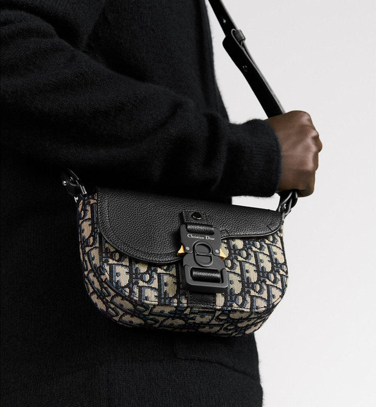 Mini sac Messenger à rabat Saddle Dior Noir et Beige