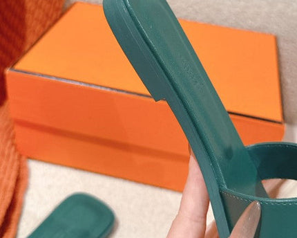 Hermes - Claquettes Vert Bouteille