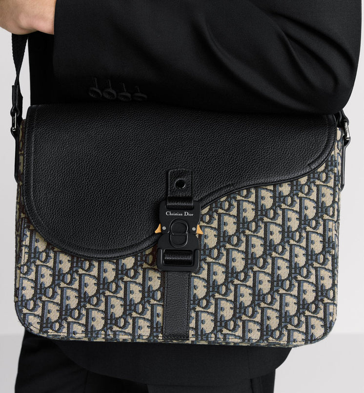 Sac Messenger à rabat Saddle Medium Dior - Beige Noir