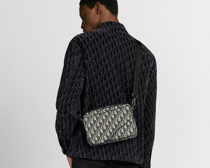 Triple Pouch Saddle Dior Noir et Beige