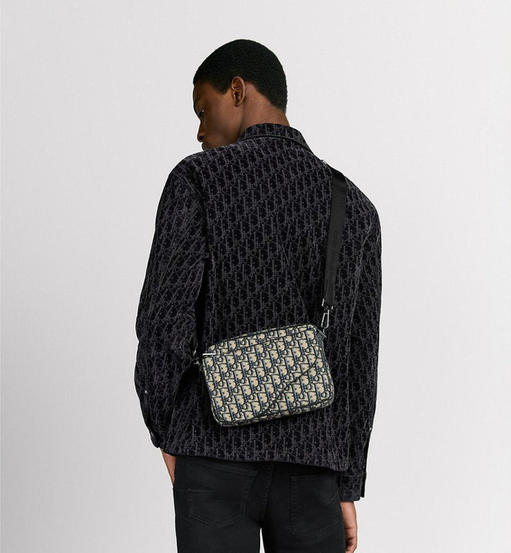 Triple Pouch Saddle Dior Noir et Beige