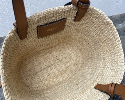 Celine - Classic Panier petit modèle Souple Raphia et veau