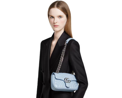 Sac à épaule GG Marmont petit format - Bleu ciel