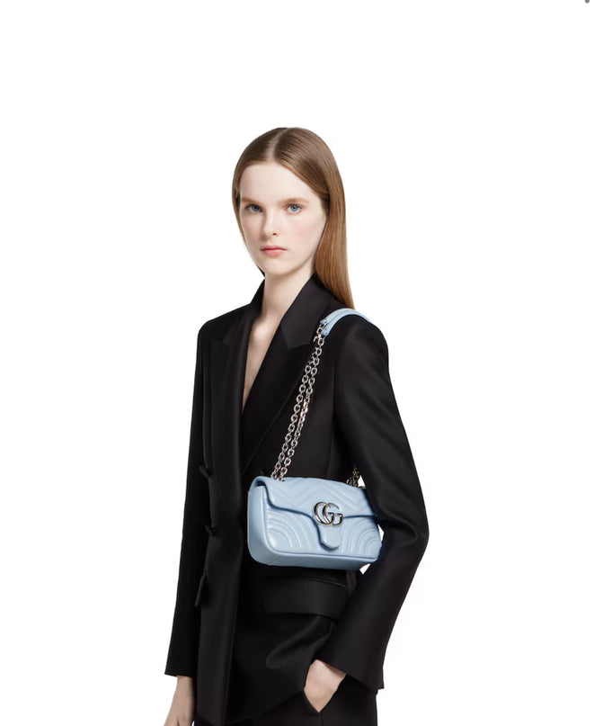 Sac à épaule GG Marmont petit format - Bleu ciel