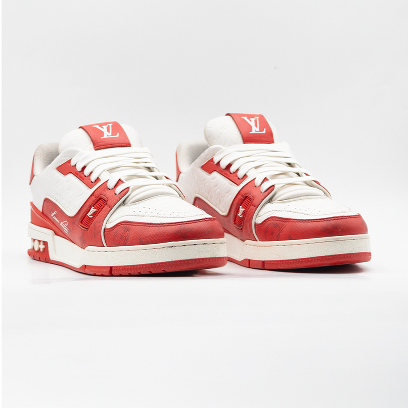 Sneaker LV Trainer 54 Signature Rouge Blanc