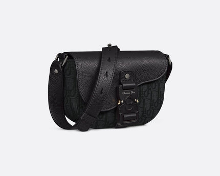 Mini sac Messenger Dior à rabat Saddle Toile - Noir