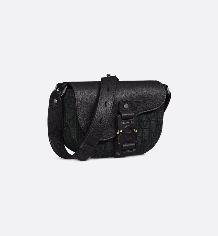 Mini sac Messenger Dior à rabat Saddle Toile - Noir