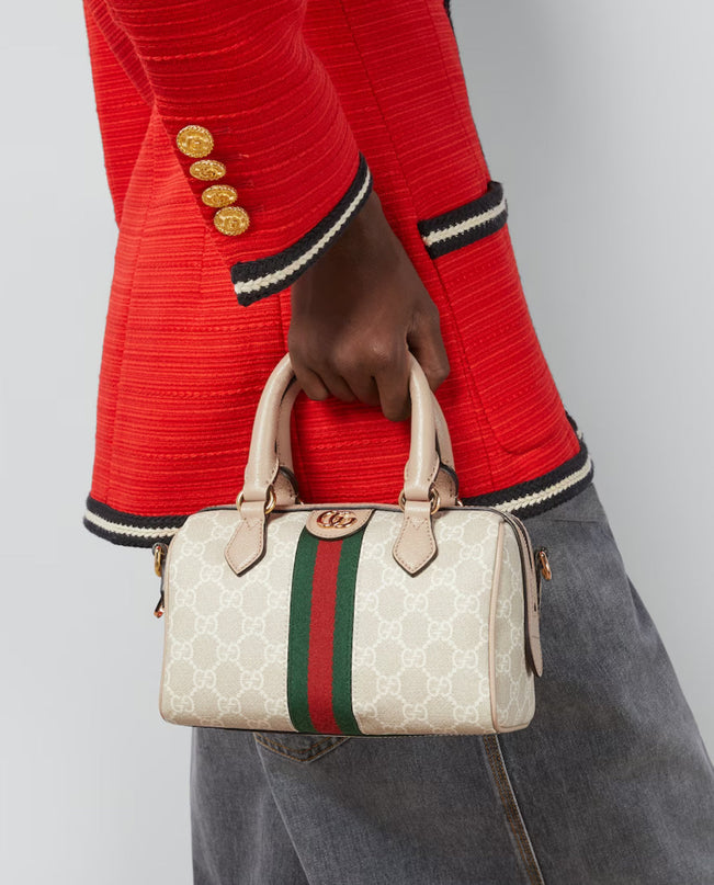 Sac Boston GG Ophidia petit format - Blanc