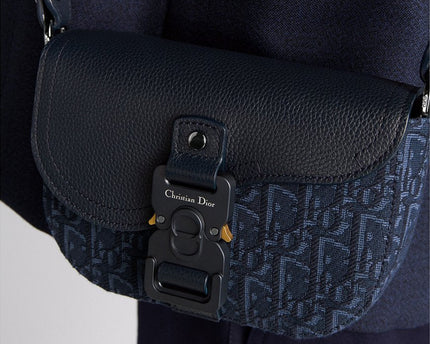 Mini sac Messenger à rabat Saddle Dior Bleu Marine