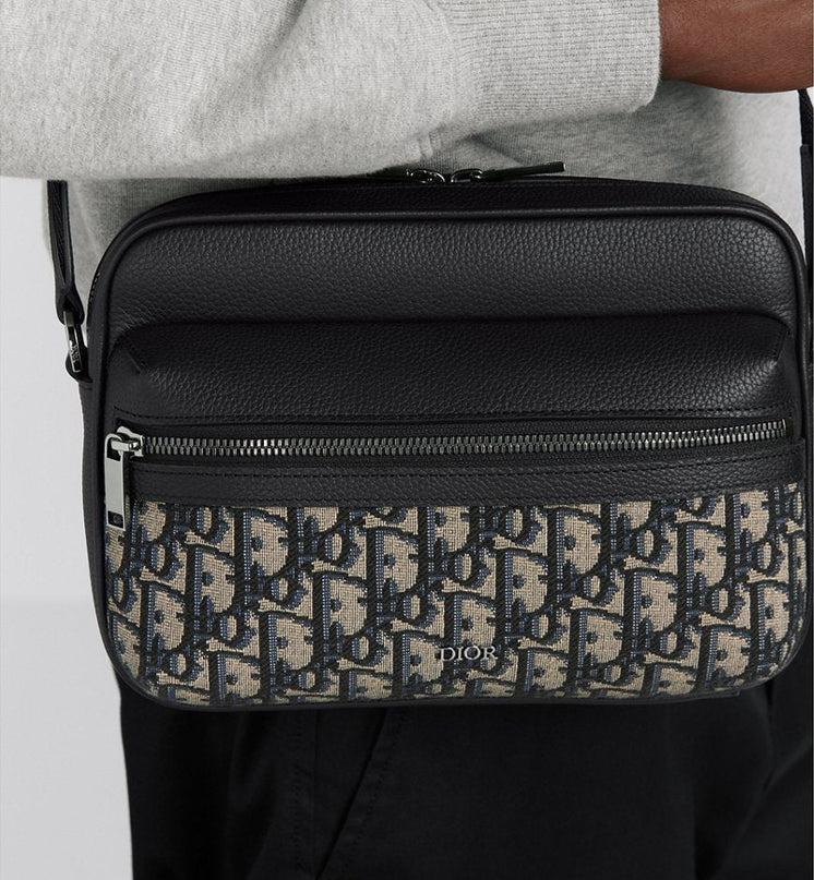 Sac Messenger zippé Rider 2.0 Dior Noir et Beige